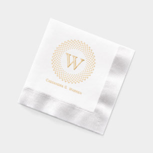 Single Initial Monogram Round Dotted Frame #3CO Na Foil Napkins