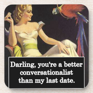 Single Lady with a Bird Vintage Funny  Coaster