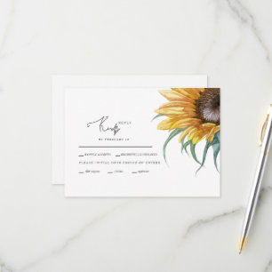 Single Large Sunflower Wedding RSVP Card