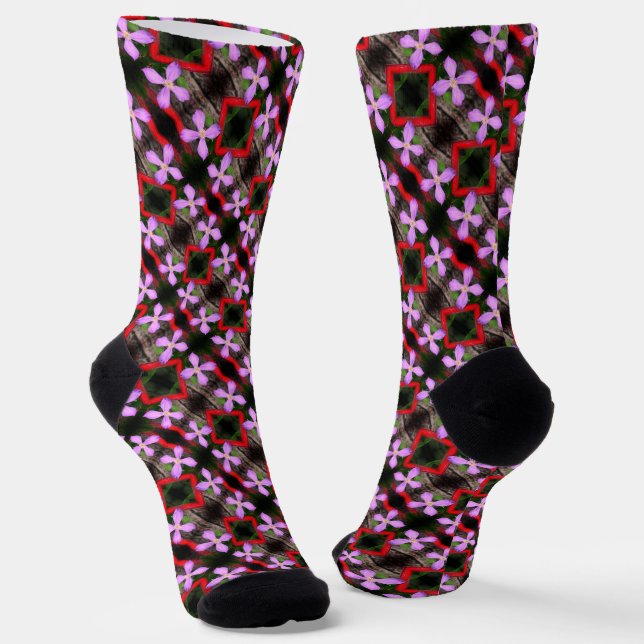 Single Lavender Clematis Flower Abstract Pattern  Socks (Angled)