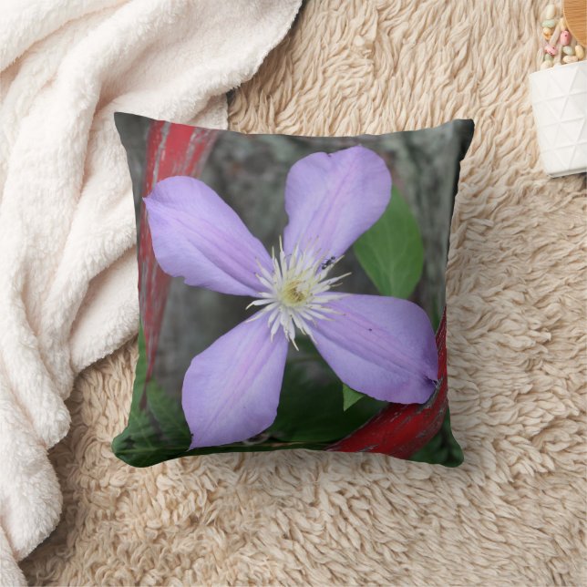 Single Lavender Clematis Flower  Cushion (Blanket)