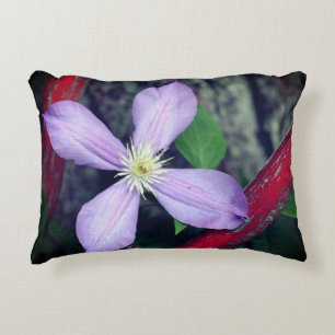 Single Lavender Clematis Flower  Decorative Cushion