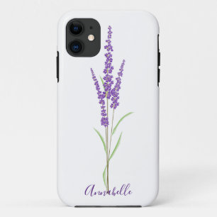 Single Lavender Stem   Personalised iPhone 11 Case