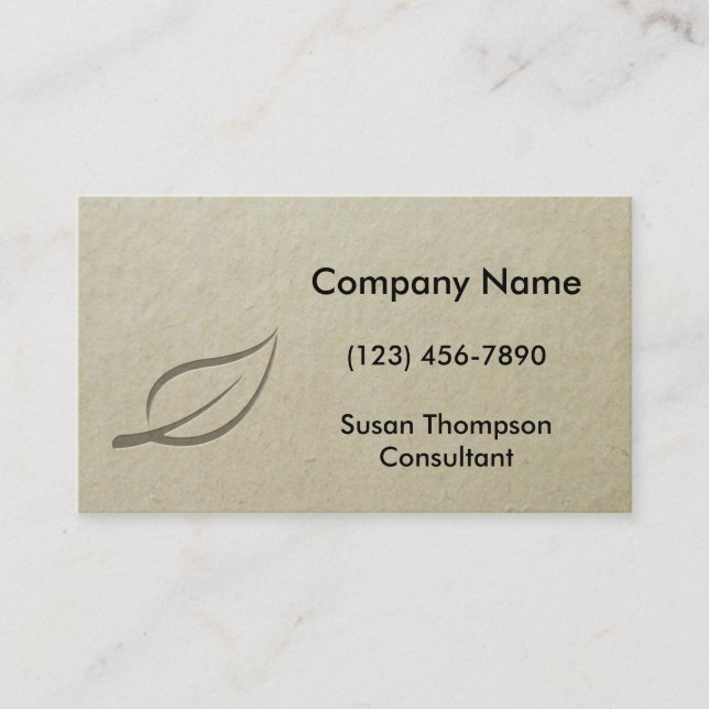 Single Leaf  Faux Embossed Graphic Business Card (Front)