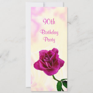 Single Lilac Rose 90th Birthday Invitation