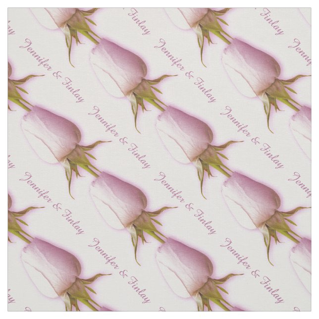 Single lilac rose wedding custom name fabric (Swatch)