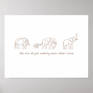 Single line art- elephant poster