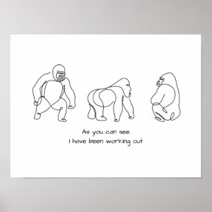 Single line art — gorilla poster