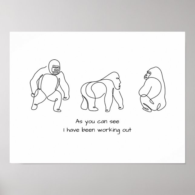 Single line art — gorilla poster (Front)
