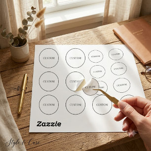 Single Line Custom Text Round Sticker Sheet