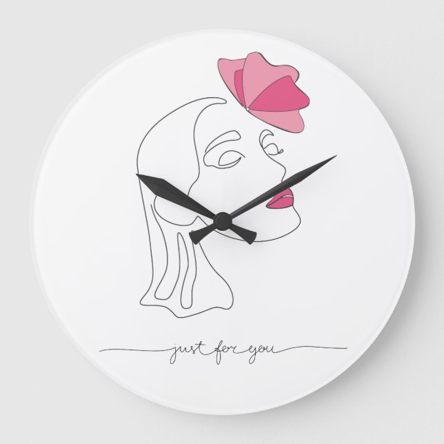 Single line drawing - Just for you Large Clock (Front)