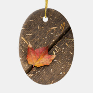 Single Maple Leaf in Fall Ceramic Ornament