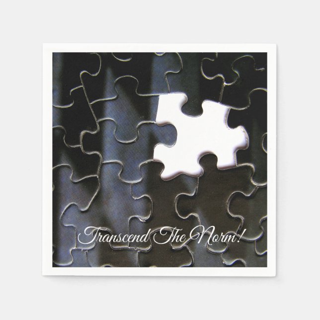 Single Missing Puzzle Piece Close-up Photograph Napkin (Front)