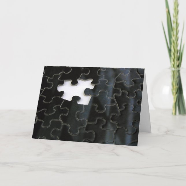 Single Missing Puzzle Piece Monochrome Photograph Card (Front)