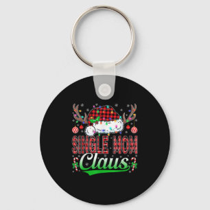 Single Mom Claus Christmas Light Matching Family X Key Ring