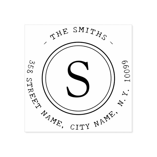 Single Monogram Family Name Rubber Stamp (Imprint)