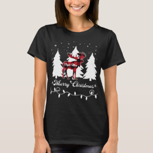 Single Mum Moose Buffalo Red Plaid Christmas Match T-Shirt