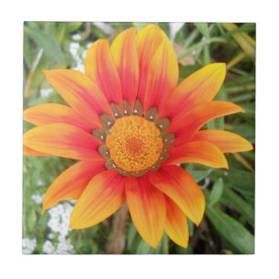 Single Orange Flower Ceramic Tile