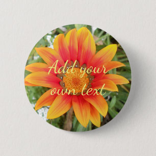 Single Orange Flower Custom Text 6 Cm Round Badge
