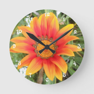 Single Orange Flower Round Clock