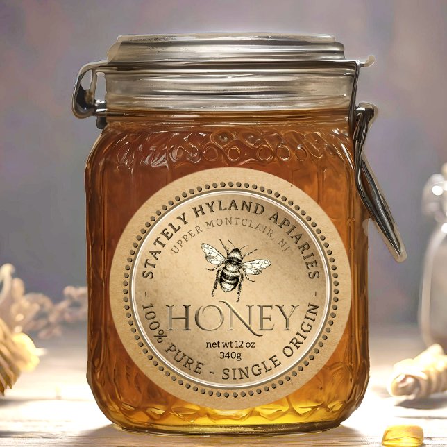 Single Origin Your Name Here Kraft Honey Jar Label (Creator Uploaded)