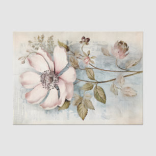 Single Pale Pink Botanical Flower Illustration Tissue Paper
