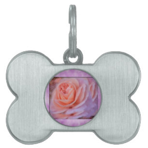 Single Peach Rose Pet Name Tag