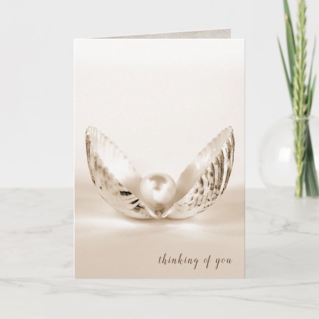 single pearl in seashell card (Front)