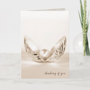 single pearl in seashell card