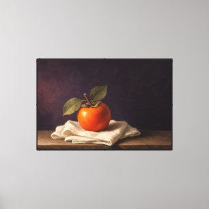 Single Persimmon Fruit Still Life Canvas Print