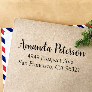 Single Person Return Adress Rubber Stamp Simple