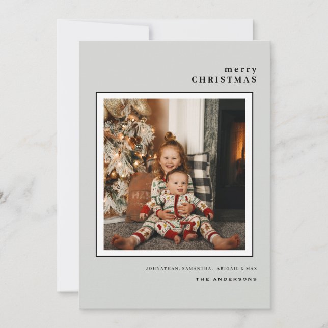 Single Photo Cream Holiday Tree Flat Holiday Card (Front)