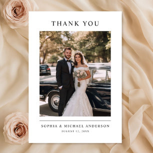 Single Photo Modern Minimalist Typography Wedding Thank You Card
