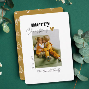 Single Photo Simple Gold Minimalist Christmas Card