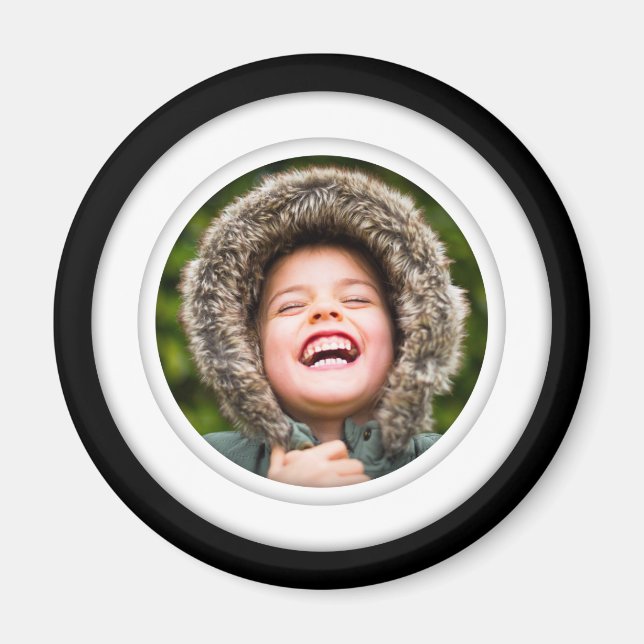 Single Photo Template Framed Circle Magnet (Front)