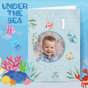 Single Photo Under The Sea Themed Birthday Card
