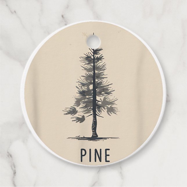 Single Pine Tree Outfit Favour Tags (Front)