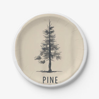 Single Pine Tree Outfit Paper Plate