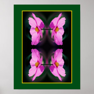 Single Pink Cosmos Flower Mirror Abstract  Poster