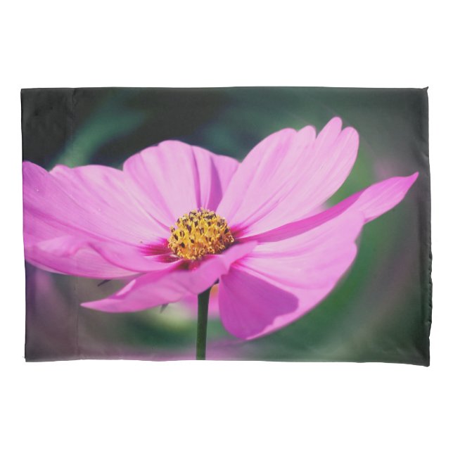 Single Pink Cosmos Flower   Pillowcase (Front)
