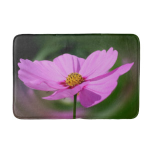 Single Pink Cosmos Wildflower Bath Mat