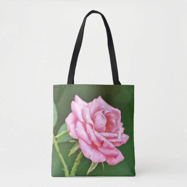 Single Pink Rose Art Medium Big Tote (Front)