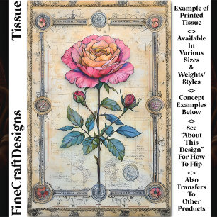 Single Pink Rose,  CZ9 Decoupage Tissue Paper