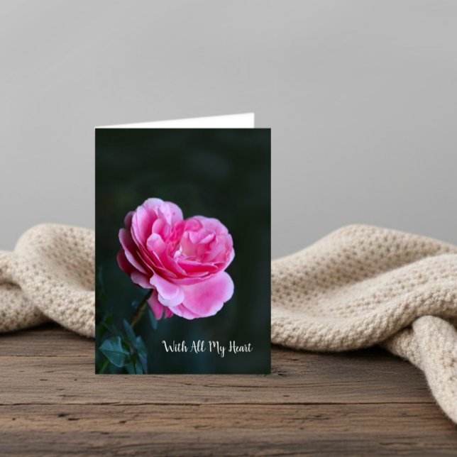 Single pink rose fir Valentine’s Day Card (Creator Uploaded)