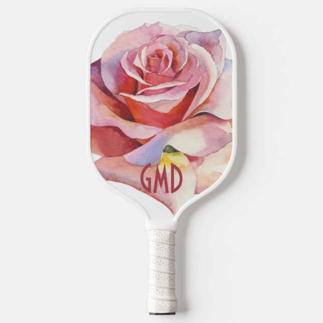 Single Pink Rose in Bloom Signature  Pickleball Paddle (Front)