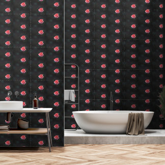 Single Pink Rose Pattern Wallpaper