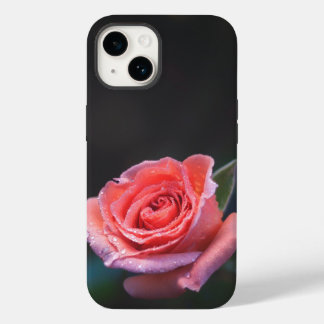 Single Pink Rose with Dew Case-Mate iPhone 14 Case