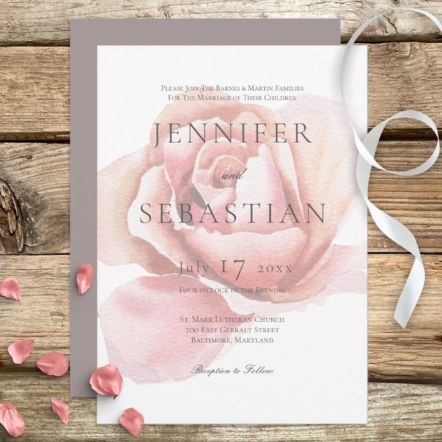 Single Pink Rosebud Flower Wedding Invitation (Creator Uploaded)