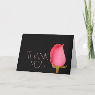 Single pink rosebud thank you card