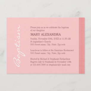 Single Pink Stripe Baptism Invitation